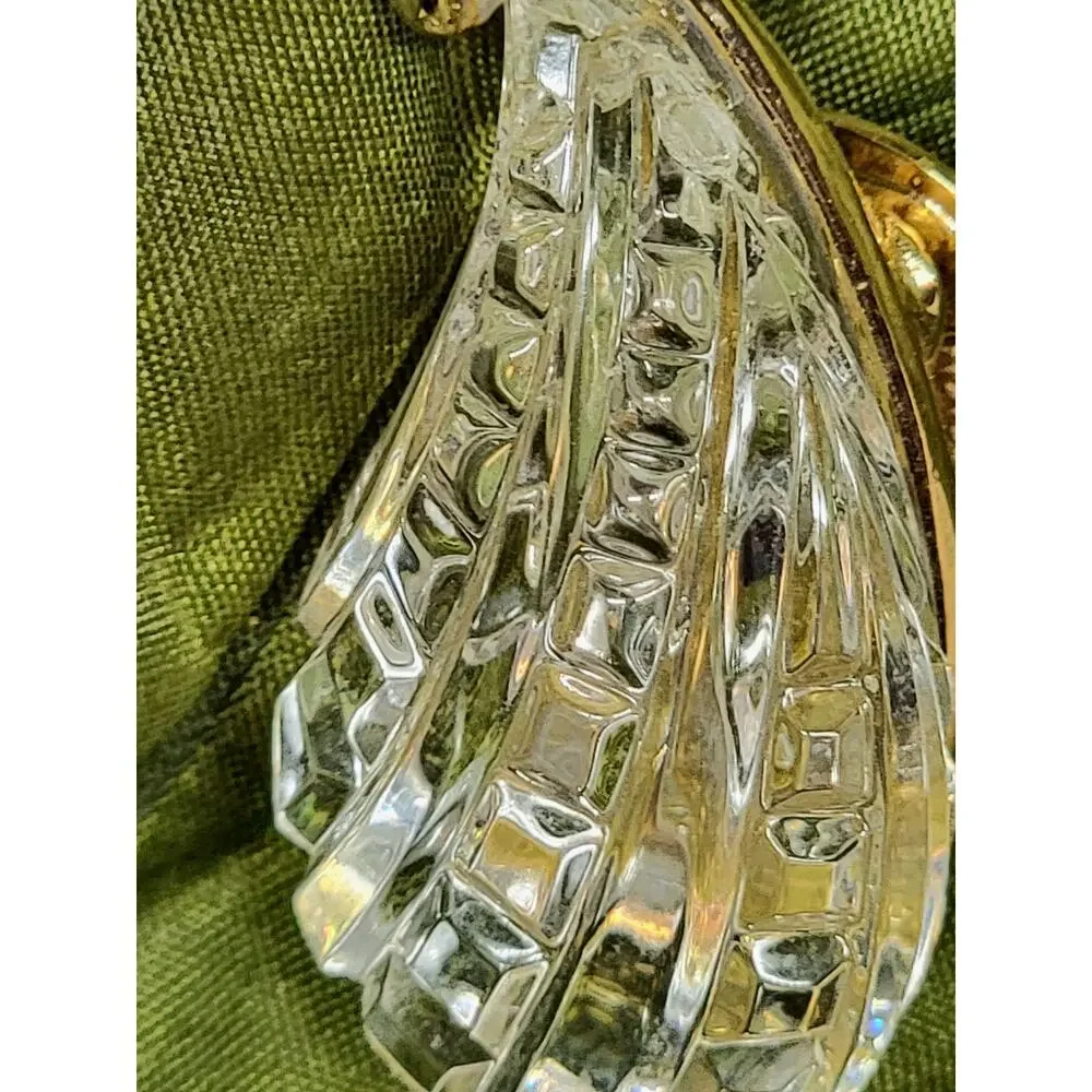 VTG Kenneth Jay Lane KJL Gold Clear Crystal Teardrop Clip On Earrings Statement - Picture 2 of 7